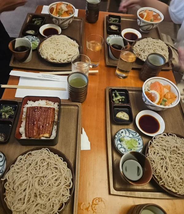 A healthy and vibrant bowl of soba noodle salad